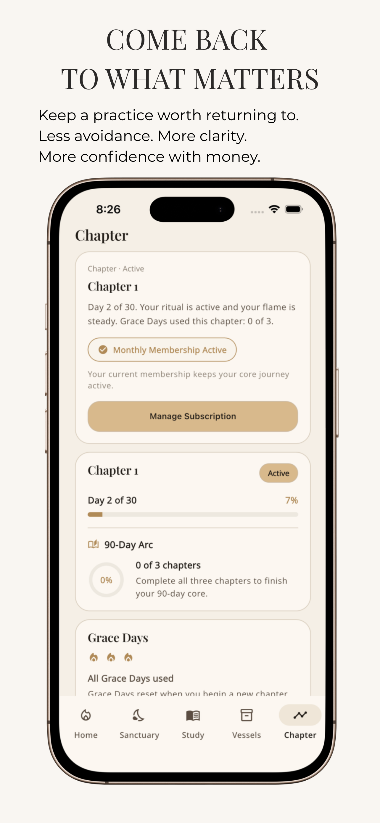 Vestige Chapter screen
