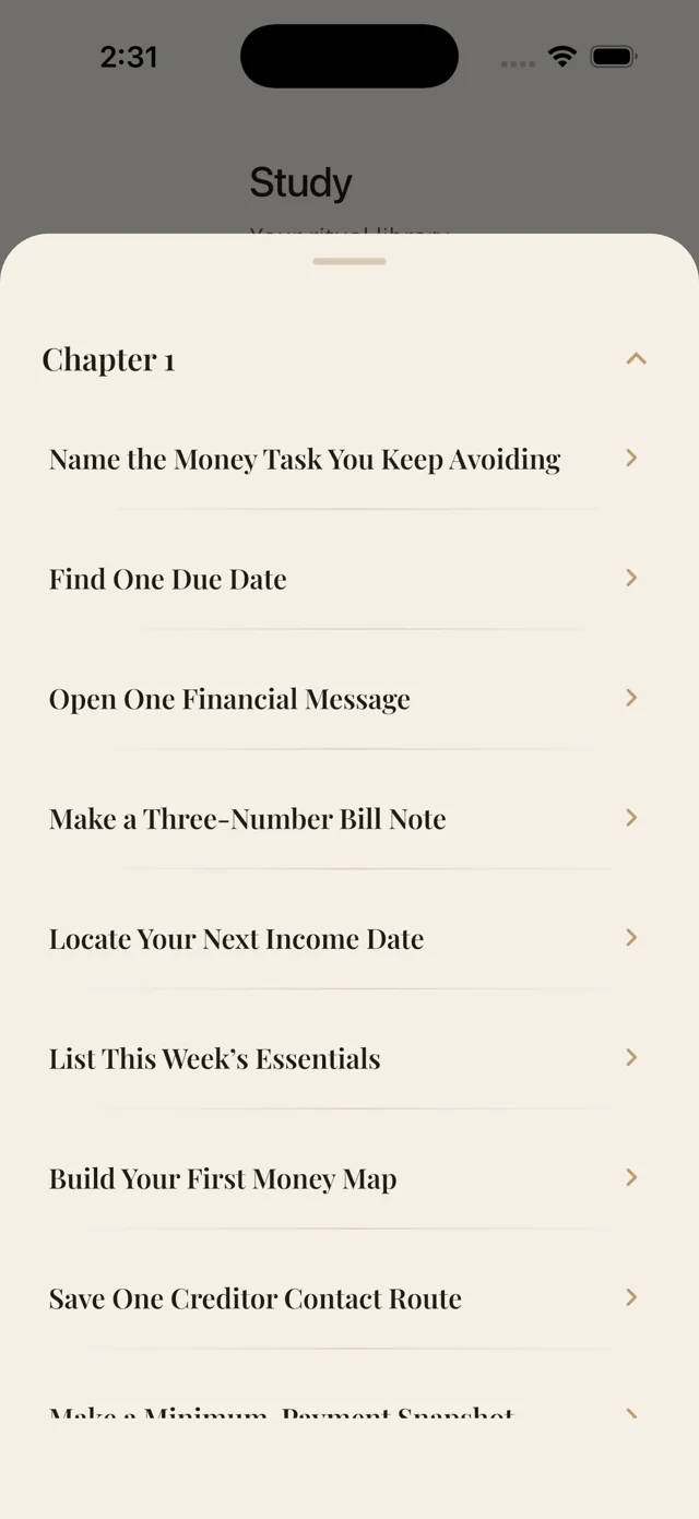 Vestige Study library listing Chapter 1 Zen Tasks