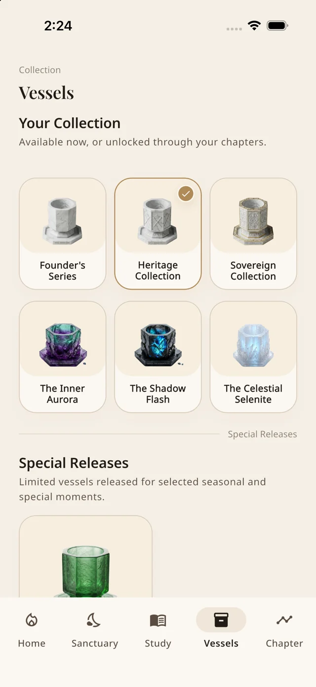 Vestige Vessels collection with six vessels and a special release