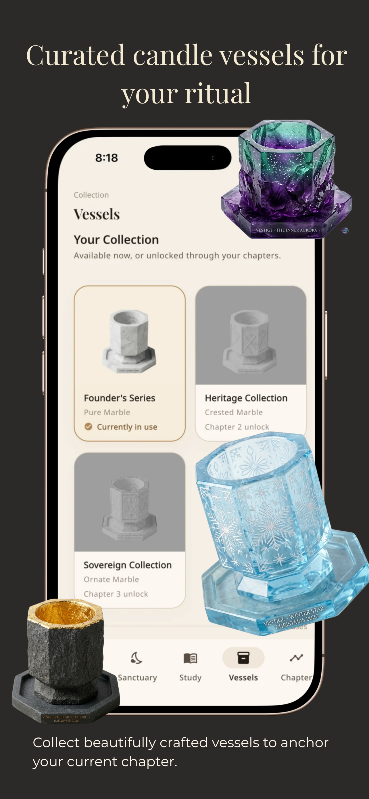 Vestige members curated candle vessels collection screen
