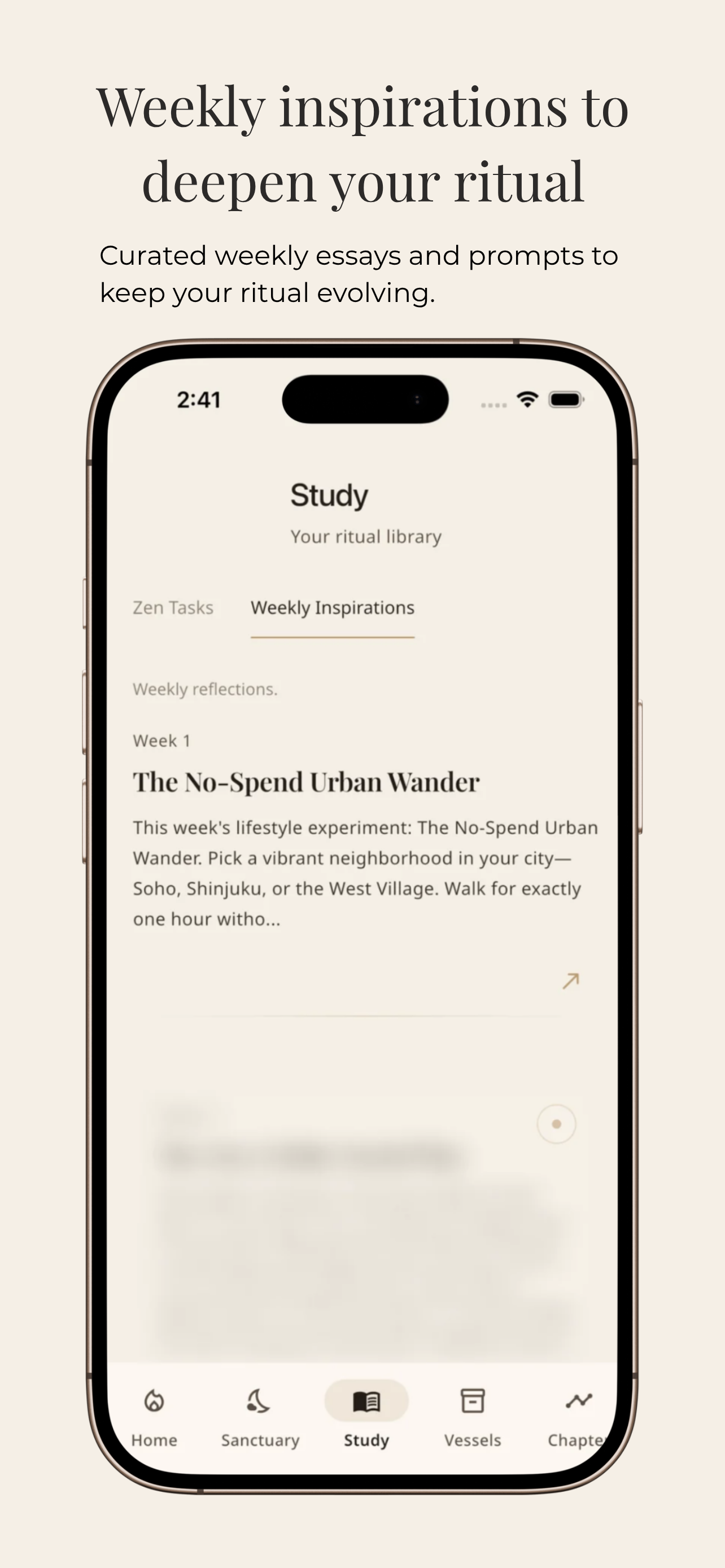 Vestige weekly inspirations and practice essays screen